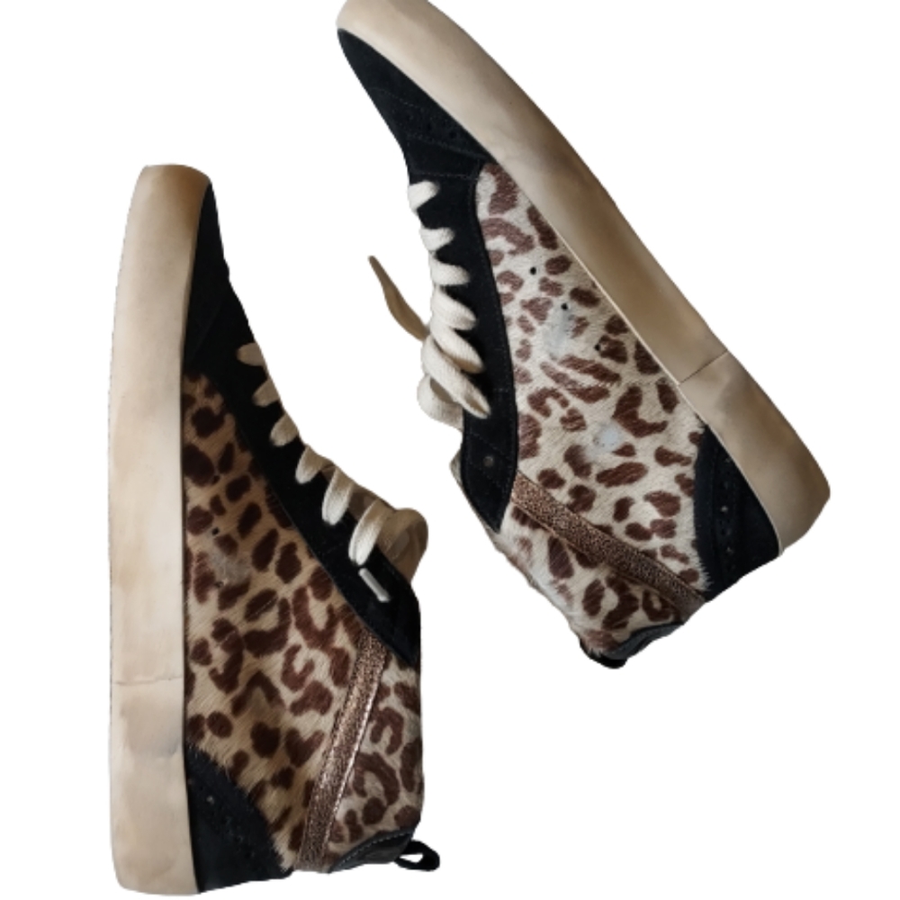 Golden Goose Mid Star Classic Shoe Size 39 Leopard Calf Hair NEW NIB - Picture 8 of 13